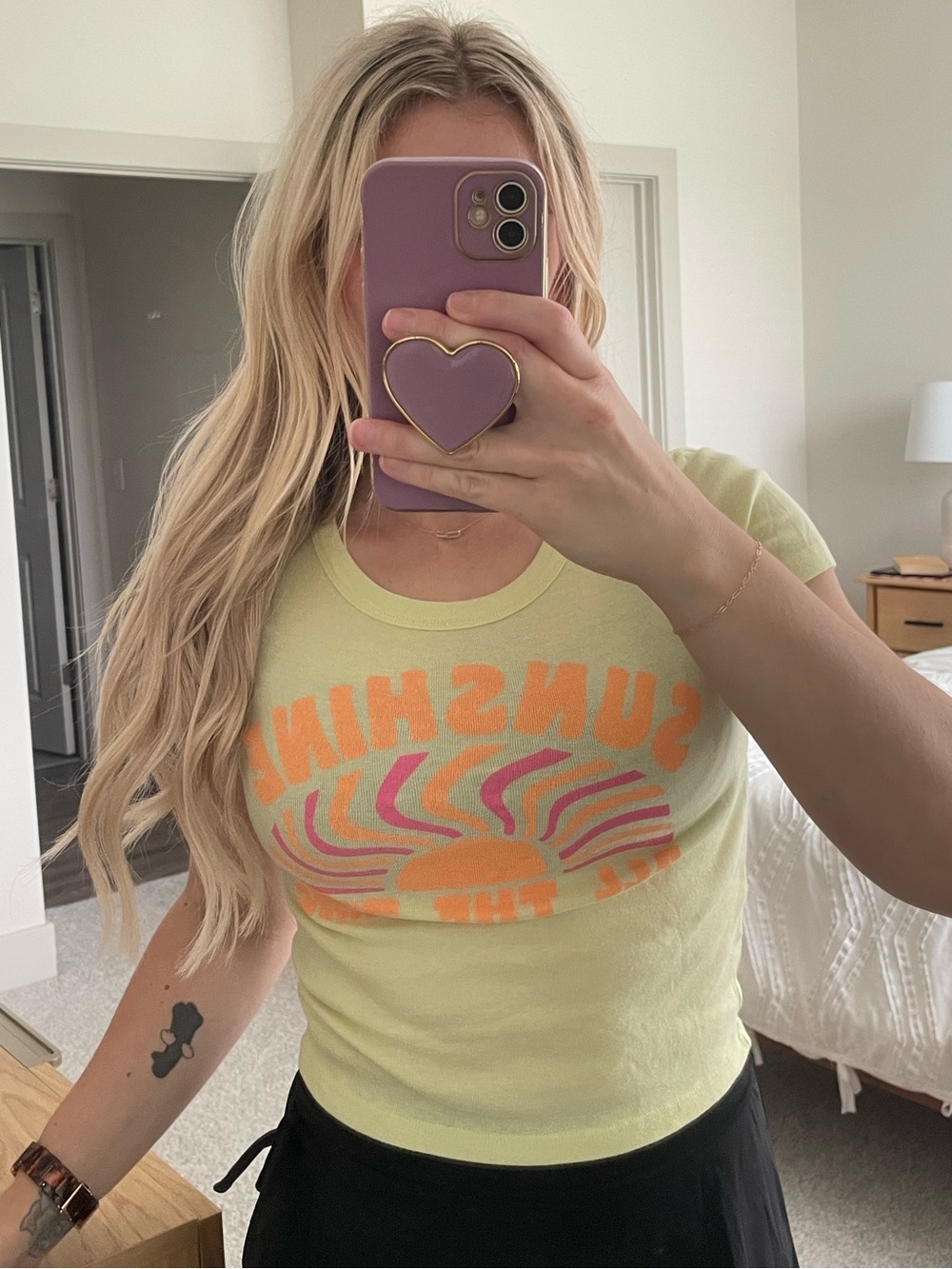 American Eagle Tee - Pale Yellow with Sunshine Graphic